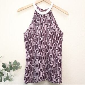 NEW Escapada Rope Halter Top Preppy Resortwear Vacation Nautical Geo Print
